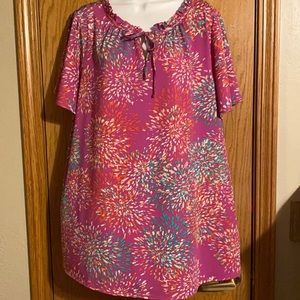 Pretty Lane Bryant bright colorful fireworks floral print shirt, sz 18/20